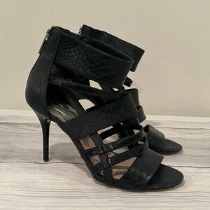 Michael Kors Black Strappy Open-Toe Heels Size 6